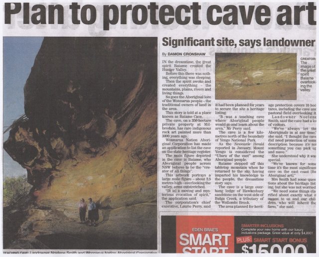 Plan to Protect Cave Art, Milbrodale - 2014
